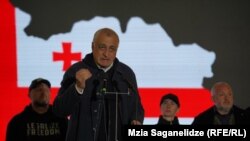 4 ნოემბერი. „ძლიერი საქართველოს“ ლიდერი მამუკა ხაზარაძე რუსთაველის გამზირზე გამართულ აქციაზე.