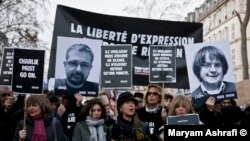 Демонстрация в Париже в поддержку Charlie Hebdo