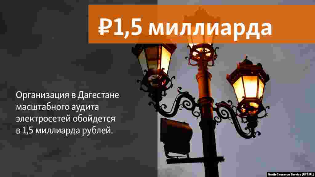24.04.2018 // Организация в Дагестане масштабного аудита электросетей обойдется в 1,5 миллиарда рублей.