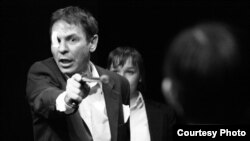 A scene from "Being Harold Pinter," performed by the Belarus Free Theater in New York. The Belarus group co-organized the protest rally.