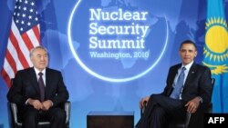U.S. President Barack Obama and Kazakh President Nursultan Nazarbaev held a bilateral meeting in Washington on April 11