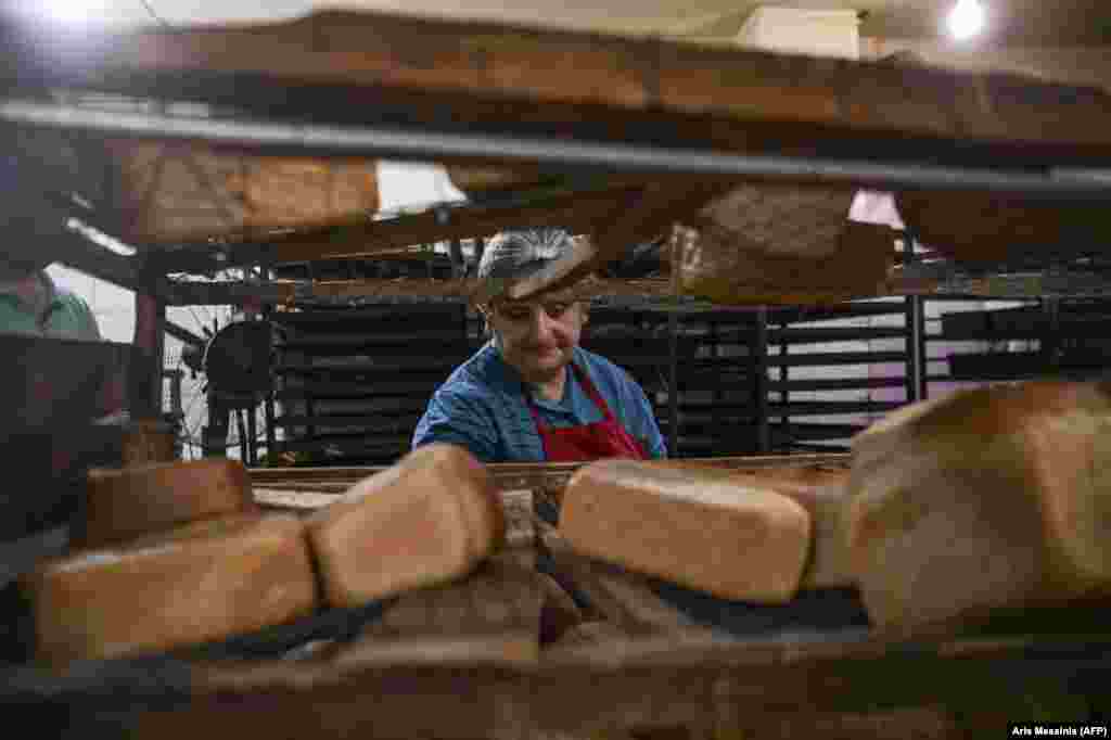 Lena Ghevondian, a 55-year-old baker, says she has worked 12 hours every day at the bakery since the latest outbreak of fighting.  