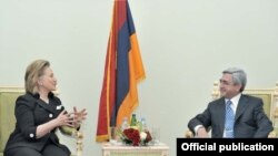Armenian President Serzh Sarkisian was one of five leaders U.S. Secretary of State Hillary Clinton met with during her whirlwind tour of the region.