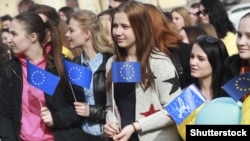 Украинские студенты на акции в поддержку евроинтеграции