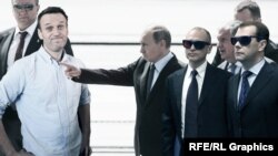 Владимир Путин, Игорь Сечин, Дмитрий Медведев, Сергей Кириенко и Алексей Навальный, коллаж