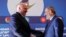Belarusian President Alyaksandr Lukashenka (left) and Armenian Prime Minister Nikol Pashinian in Yerevan on October 2019
