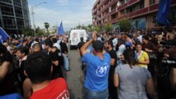 Hundreds of people attended the opposition rally in the western town of Zugdidi.