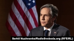 U.S. Secretary of State Antony Blinken was speaking to RFE/RL's Ukrainan Service in Kyiv on May 6.