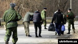A file photo of a prisoner exchange between Ukraine and Russia-backed separatists in 2016.