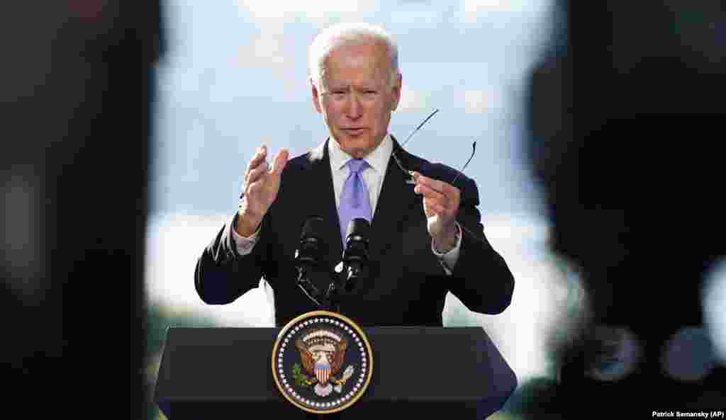 President Joe Biden addresses reporters after meeting with Russian President Vladimir Putin on June 16. 