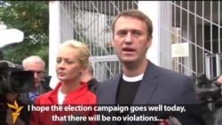Candidates Navalny, Sobyanin Cast Votes Candidates Navalny, Sobyanin Cast Votes