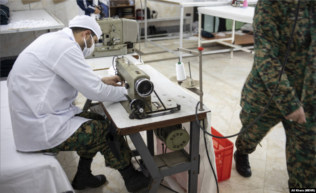A production line for manufacturing protective face masks has been established by Iran's Special Unit of Law Enforcement.