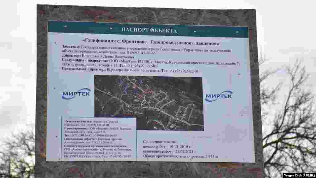 Паспорт объекта по газификации села Фронтовое 